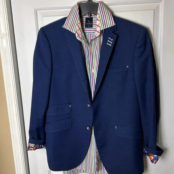 - Tailorbyrd striped cotton shirt ,sz Med.Multi color,colorful,multimedia,2 tone - Picture 13 of 14